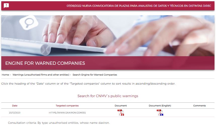 CNMV against DaxGlobe