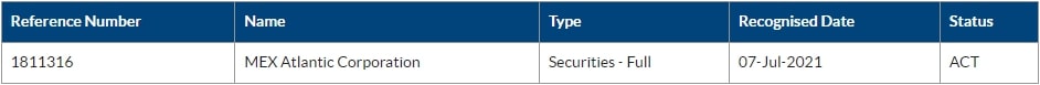 MEX Atlantic Reference Number