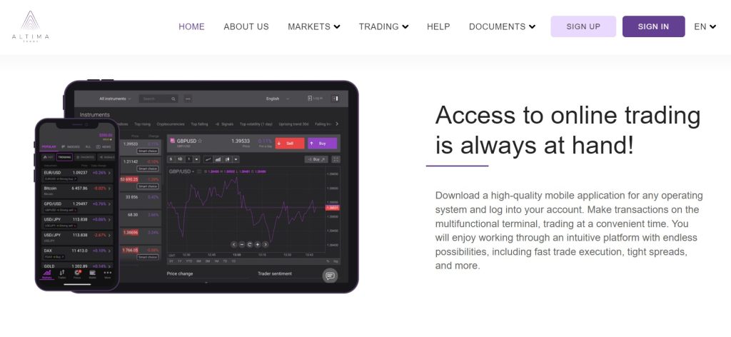 AltimaTrade's Trading Platform