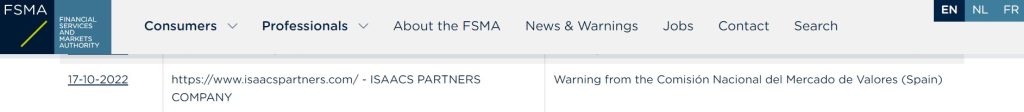 FSMA warning on Isaacs Partners