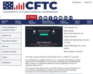 CFTC warning on DynamicsFx Trade