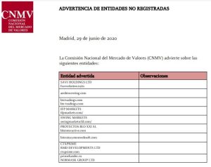 CNMV warning on CTX Prime