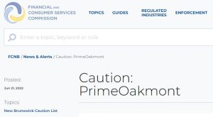 FCNB warning on PrimeOakmont