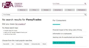 FCA warning on FxmyTrades