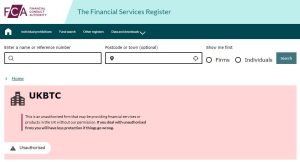 FCA warning on UKBTC