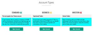 Acer Finance Account Types