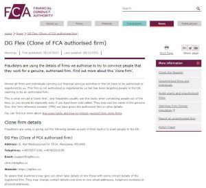 FCA warning on DG Flex
