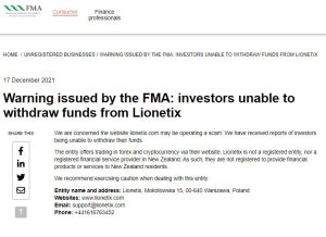 FMA warning on Lionetix