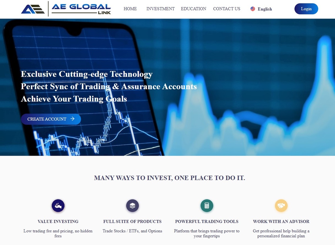 the homepage design of AE Global Link' website.