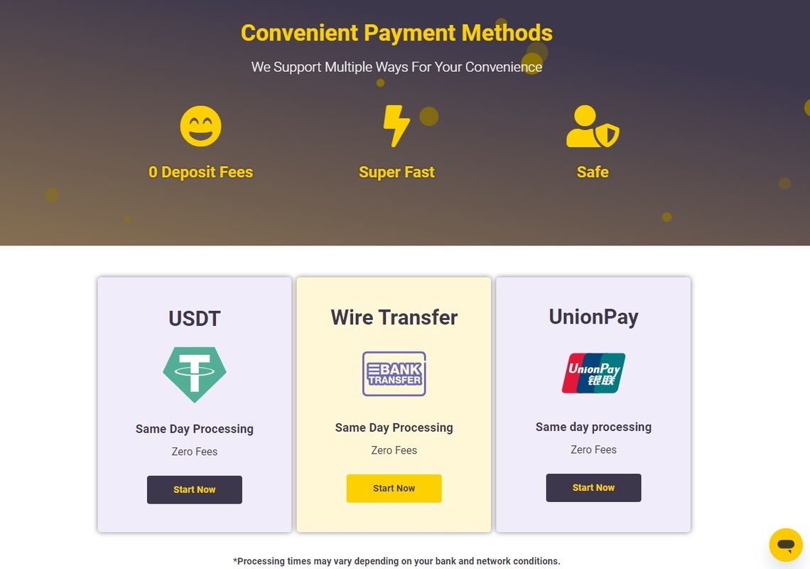 An illustrative comparison of Decode Global' deposit methods in the review