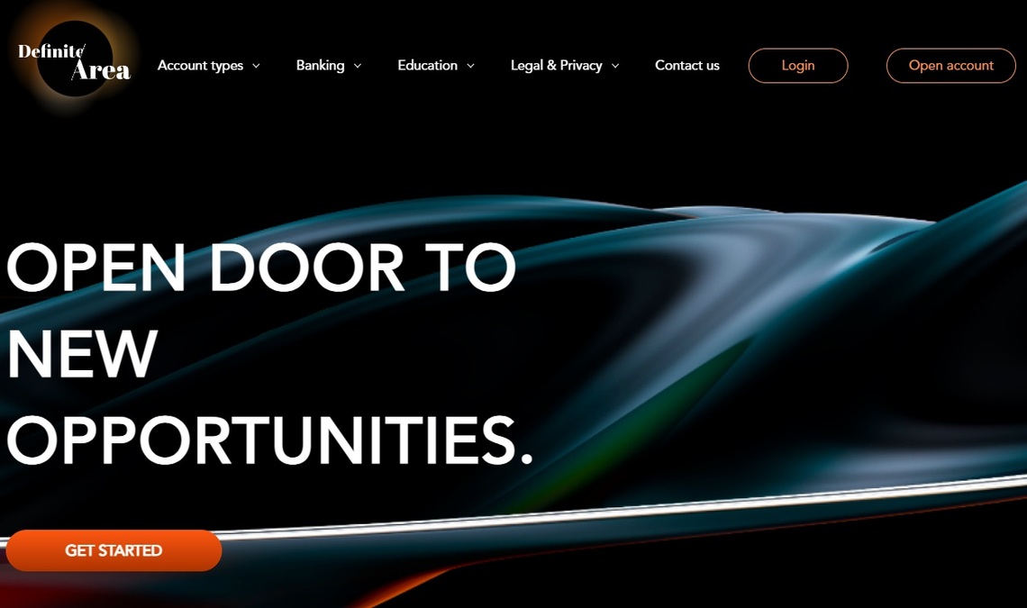 The homepage design of Definite Area' website.