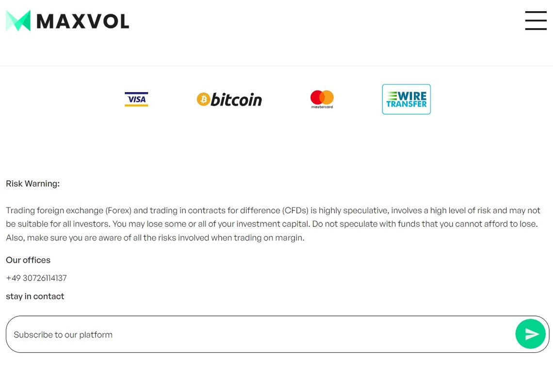 Detailed image of MaxVol' flexible withdrawal options in the broker review.