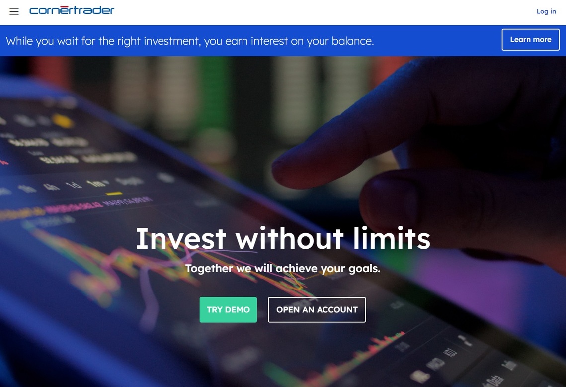 CornerTrader' website screenshot