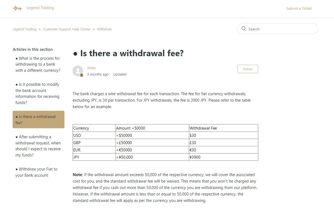 Detailed image of Legend Trading' flexible withdrawal options in the broker review