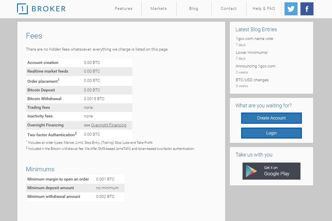 1Broker review:  withrawal fees overview